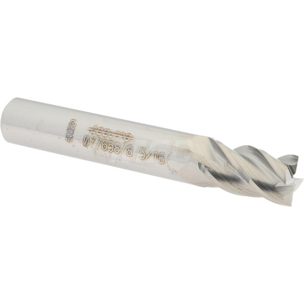 Accupro 07765878 Square End Mill 5/16'' Dia, 1/2'' LOC, 5/16'' Shank Dia, 2'' OAL, 4 Flutes, Solid Carbide