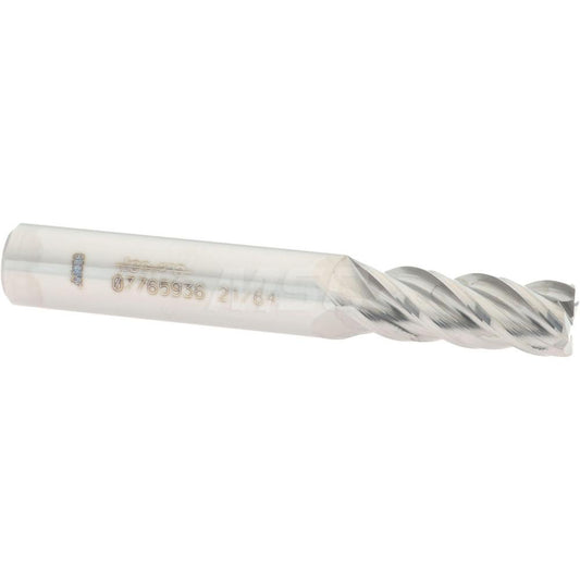 Accupro 07765936 Square End Mill 21/64'' Dia, 7/8'' LOC, 3/8'' Shank Dia, 2-1/2'' OAL, 4 Flutes, Solid Carbide