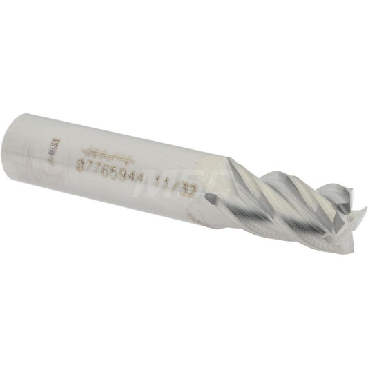 Accupro 07765944 Square End Mill 11/32'' Dia, 5/8'' LOC, 3/8'' Shank Dia, 2'' OAL, 4 Flutes, Solid Carbide