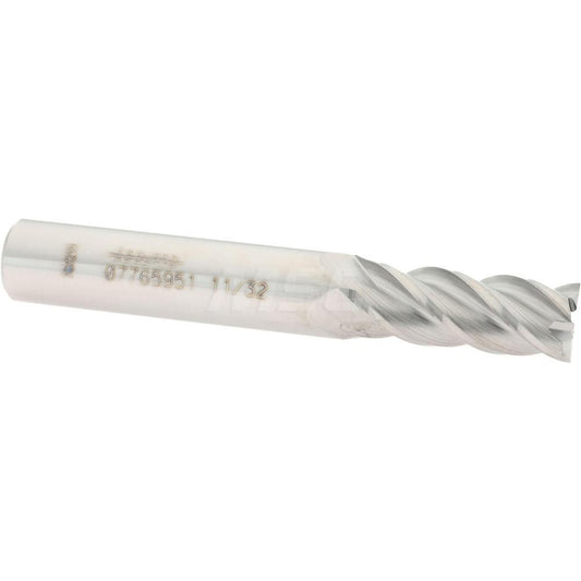 Accupro 07765951 Square End Mill 11/32'' Dia, 7/8'' LOC, 3/8'' Shank Dia, 2-1/2'' OAL, 4 Flutes, Solid Carbide