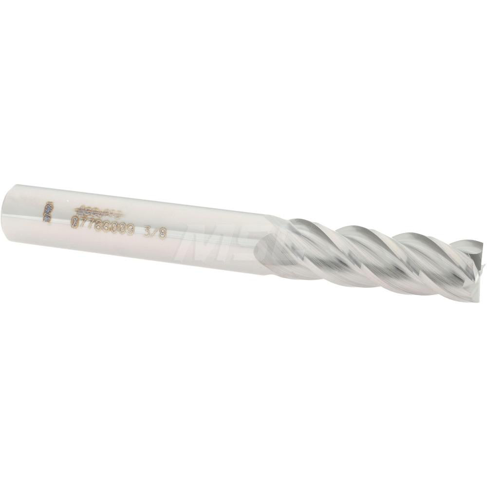 Accupro 07766009 Square End Mill 3/8'' Dia, 1-1/8'' LOC, 3/8'' Shank Dia, 3'' OAL, 4 Flutes, Solid Carbide