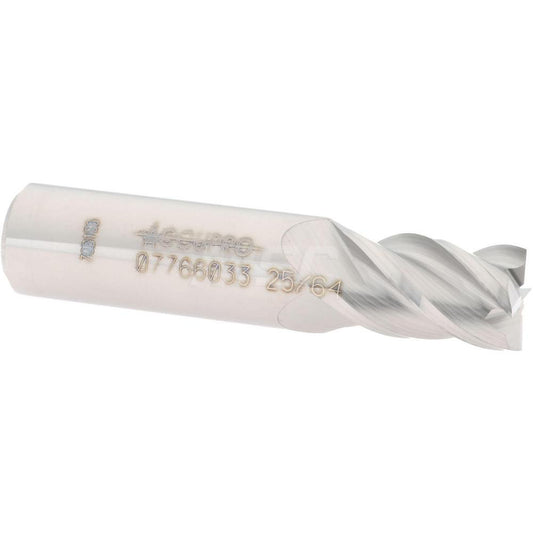 Accupro 07766033 Square End Mill 25/64'' Dia, 5/8'' LOC, 7/16'' Shank Dia, 2'' OAL, 4 Flutes, Solid Carbide