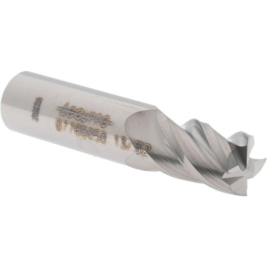 Accupro 07766058 Square End Mill 13/32'' Dia, 5/8'' LOC, 7/16'' Shank Dia, 2'' OAL, 4 Flutes, Solid Carbide