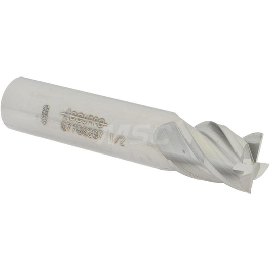 Accupro 07766207 Square End Mill 1/2'' Dia, 5/8'' LOC, 1/2'' Shank Dia, 2-1/2'' OAL, 4 Flutes, Solid Carbide