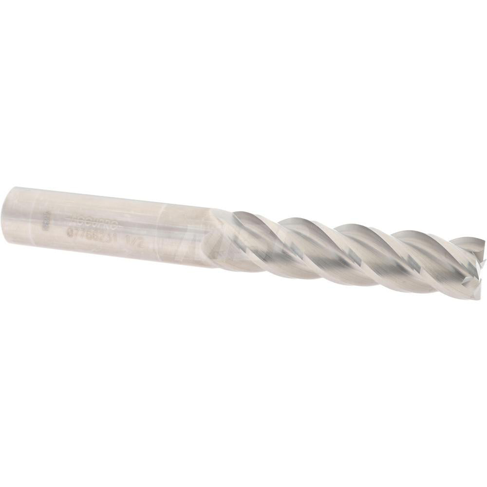 Accupro 07766231 Square End Mill 1/2'' Dia, 2'' LOC, 1/2'' Shank Dia, 4'' OAL, 4 Flutes, Solid Carbide
