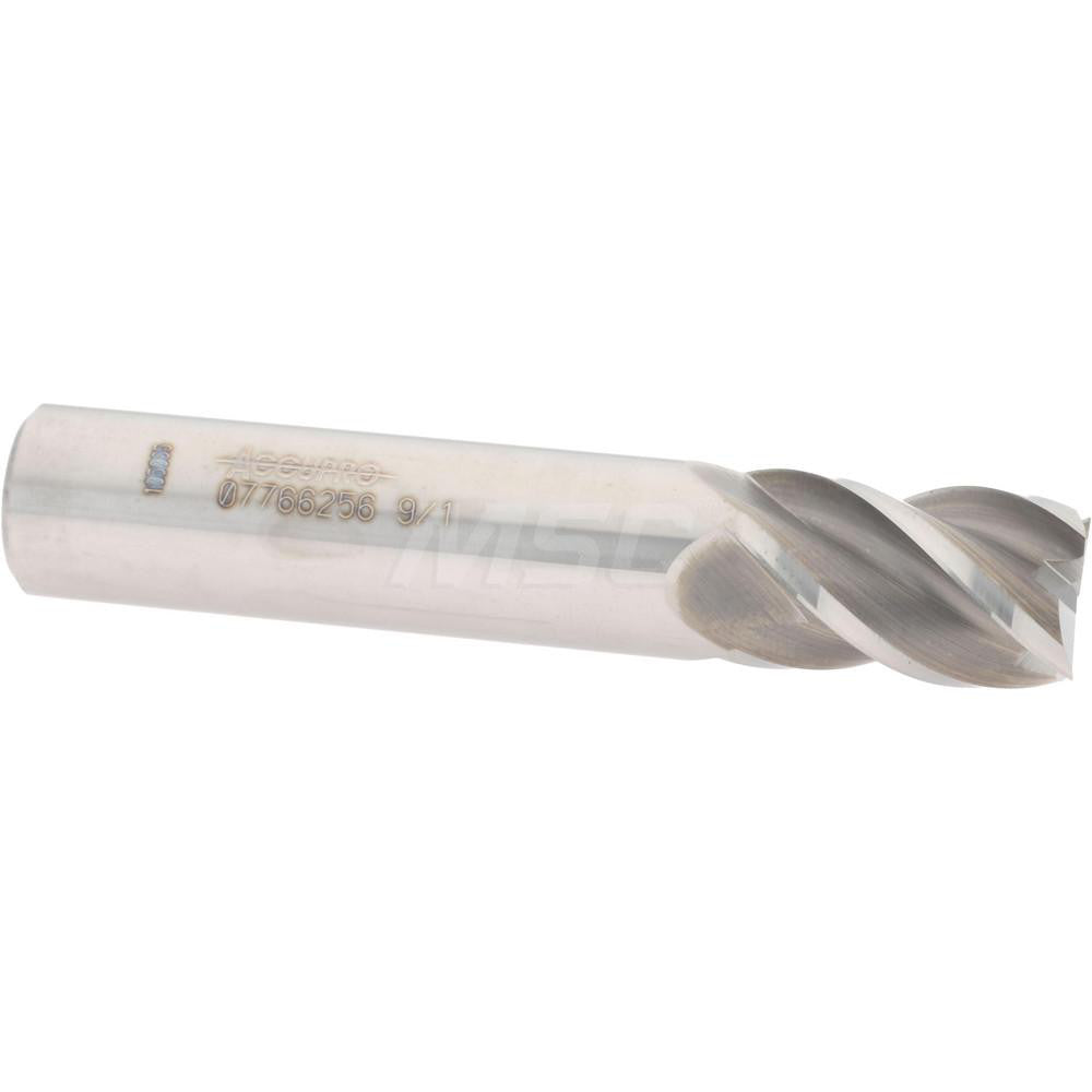Accupro 07766256 Square End Mill 9/16'' Dia, 7/8'' LOC, 9/16'' Shank Dia, 3'' OAL, 4 Flutes, Solid Carbide