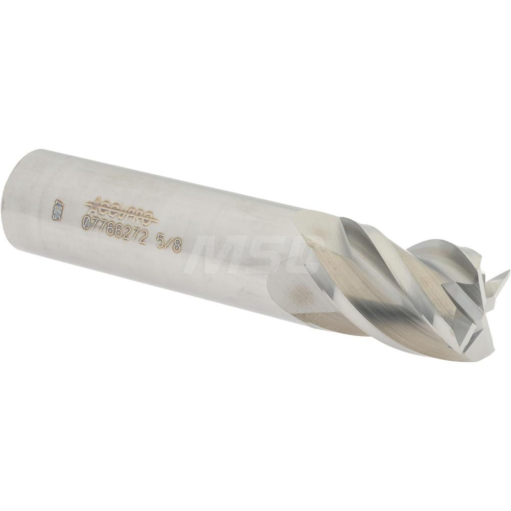 Accupro 07766272 Square End Mill 5/8'' Dia, 7/8'' LOC, 5/8'' Shank Dia, 3'' OAL, 4 Flutes, Solid Carbide