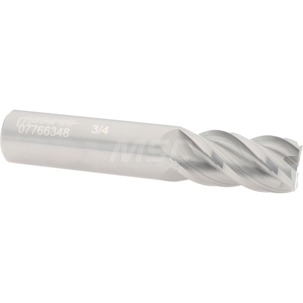 Accupro 07766348 Square End Mill 3/4'' Dia, 1-1/2'' LOC, 3/4'' Shank Dia, 4'' OAL, 4 Flutes, Solid Carbide