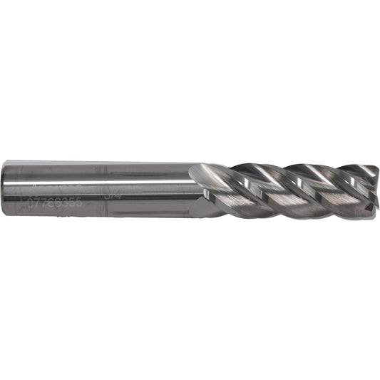 Accupro 07766355 Square End Mill 3/4'' Dia, 2-1/4'' LOC, 3/4'' Shank Dia, 5'' OAL, 4 Flutes, Solid Carbide