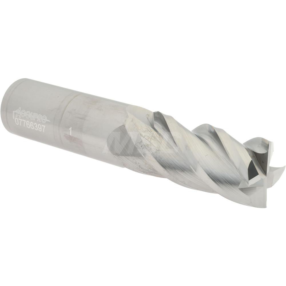 Accupro 07766397 Square End Mill 1'' Dia, 2-1/4'' LOC, 1'' Shank Dia, 5'' OAL, 4 Flutes, Solid Carbide
