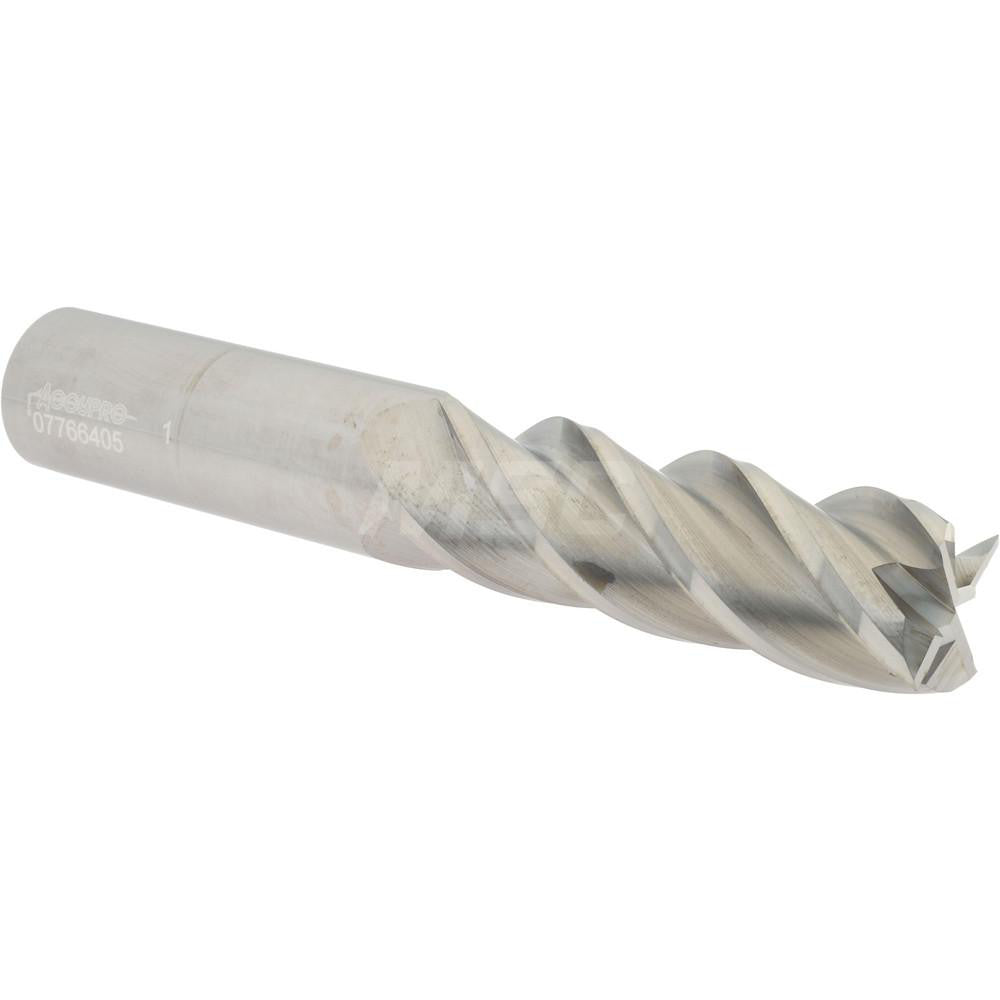 Accupro 07766405 Square End Mill 1'' Dia, 3'' LOC, 1'' Shank Dia, 6'' OAL, 4 Flutes, Solid Carbide