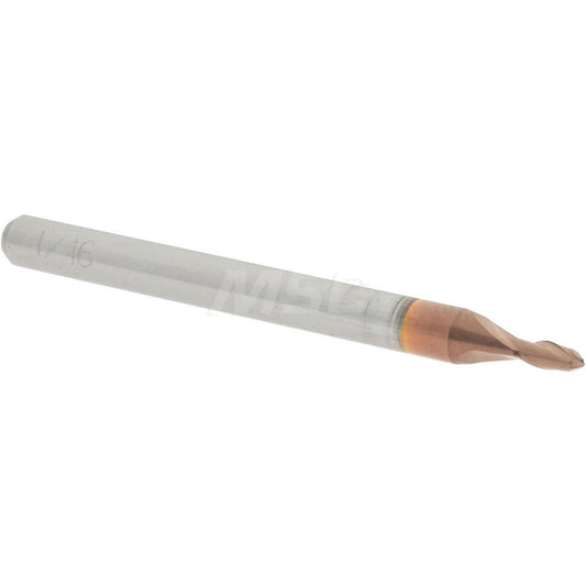 Accupro 07766447 Ball End Mill 0.0625" Dia, 0.125" LOC, 2 Flute, Solid Carbide