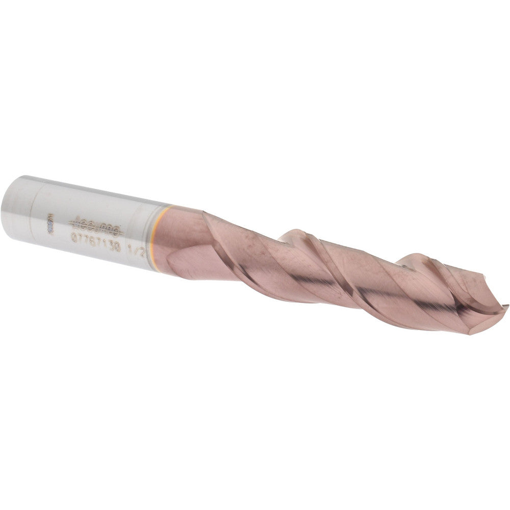 Accupro 07767130 Ball End Mill 0.5" Dia, 2" LOC, 2 Flute, Solid Carbide