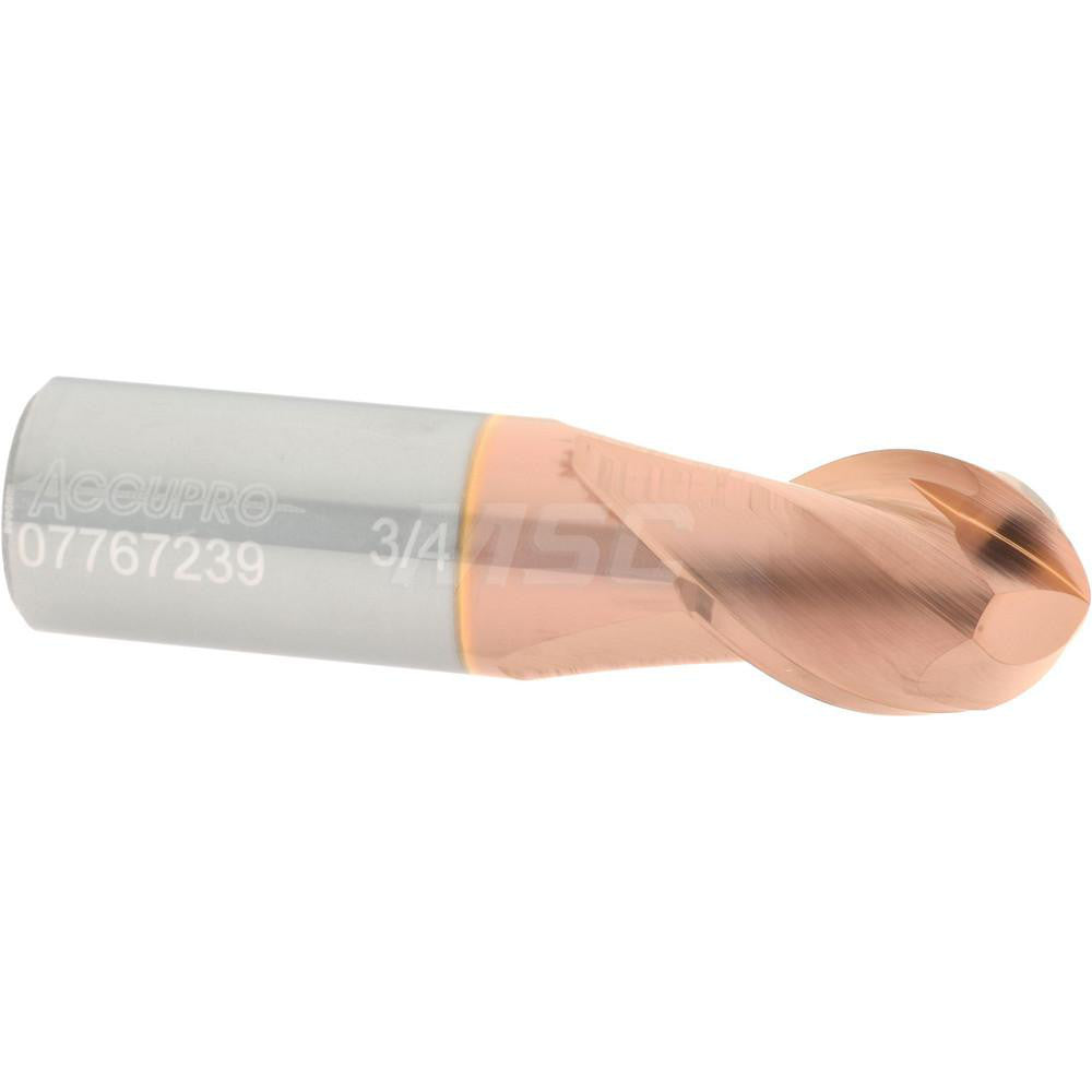 Accupro 07767239 Ball End Mill 0.75" Dia, 1" LOC, 2 Flute, Solid Carbide