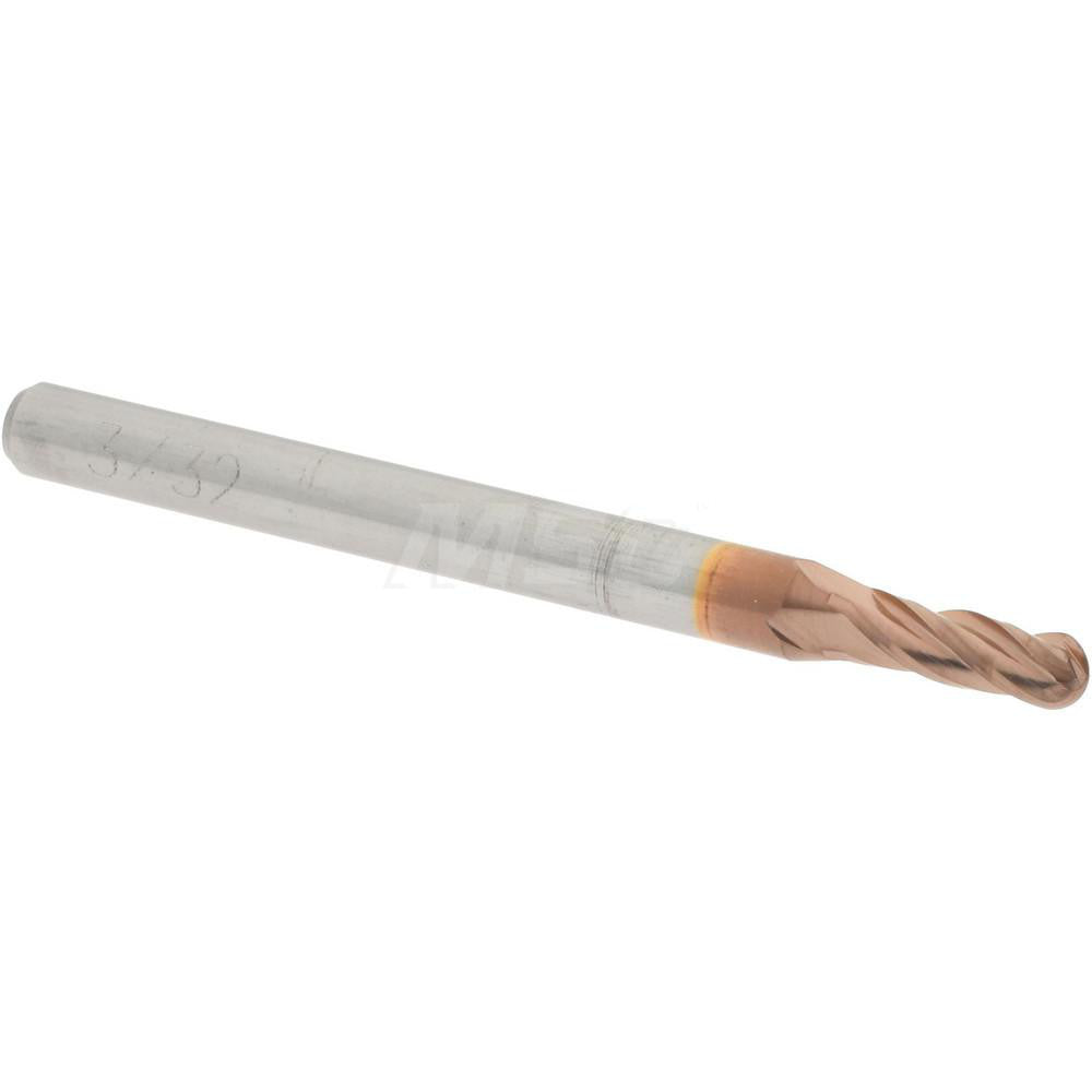Accupro 07767379 Ball End Mill 0.0938" Dia, 0.2813" LOC, 4 Flute, Solid Carbide