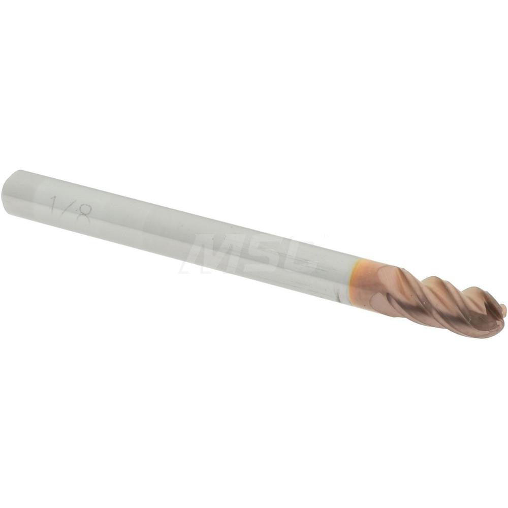 Accupro 07767403 Ball End Mill 0.125" Dia, 0.25" LOC, 4 Flute, Solid Carbide