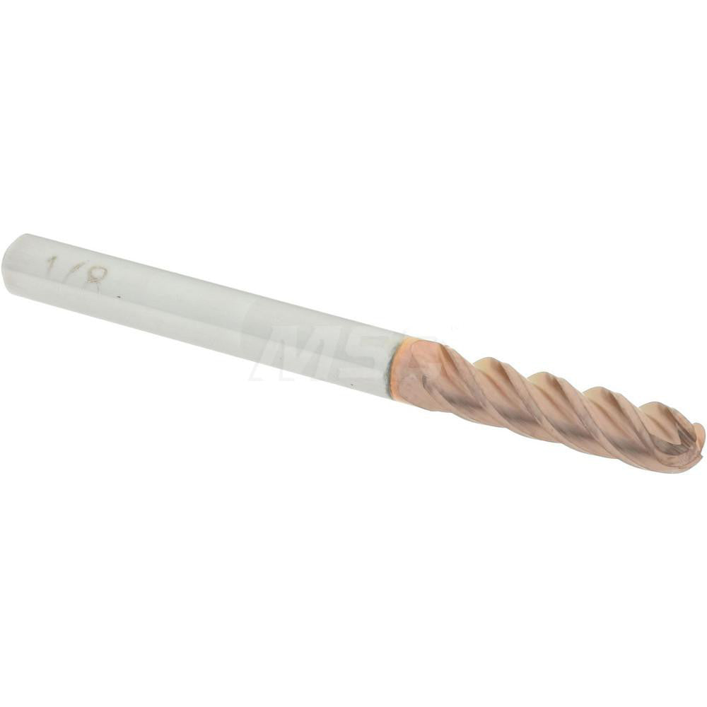 Accupro 07767411 Ball End Mill 0.125" Dia, 0.5" LOC, 4 Flute, Solid Carbide
