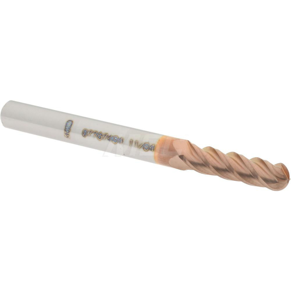Accupro 07767494 Ball End Mill 0.1719" Dia, 0.625" LOC, 4 Flute, Solid Carbide