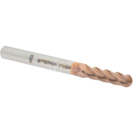 Accupro 07767494 Ball End Mill 0.1719" Dia, 0.625" LOC, 4 Flute, Solid Carbide