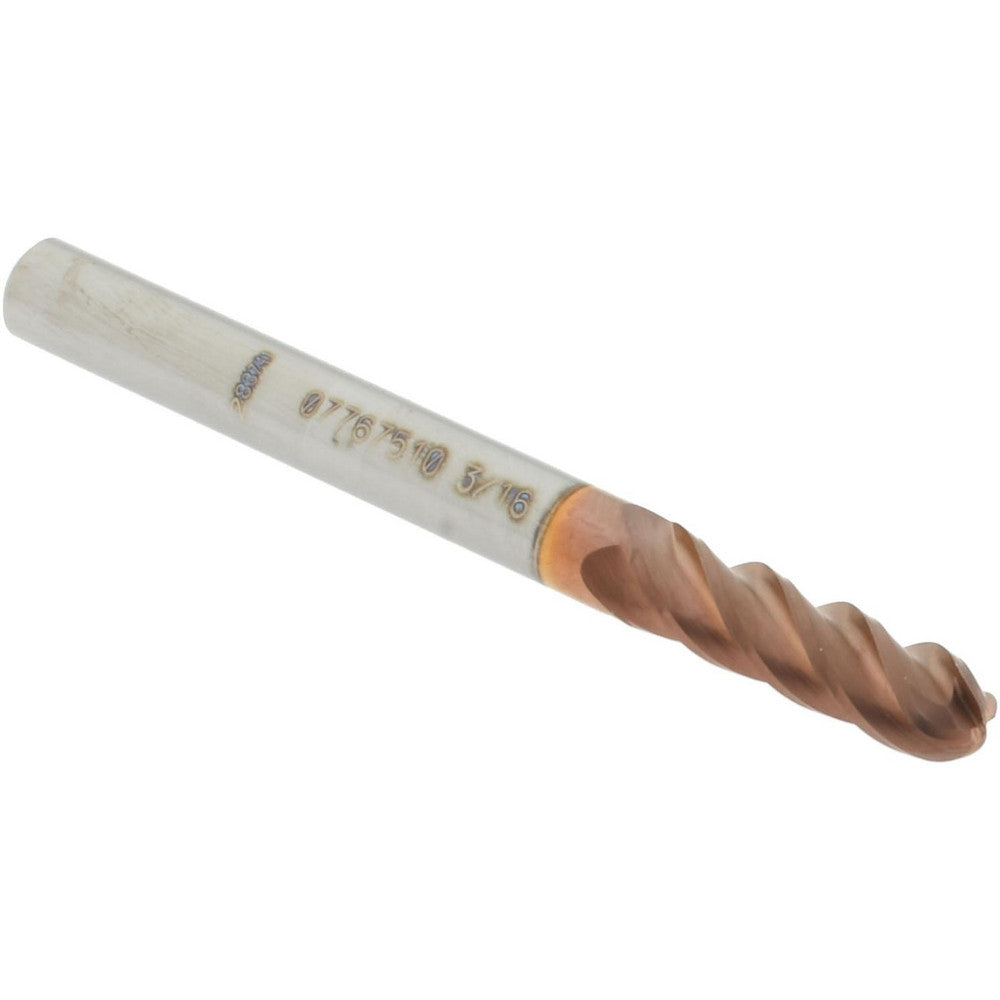 Accupro 07767510 Ball End Mill 0.1875" Dia, 0.625" LOC, 4 Flute, Solid Carbide