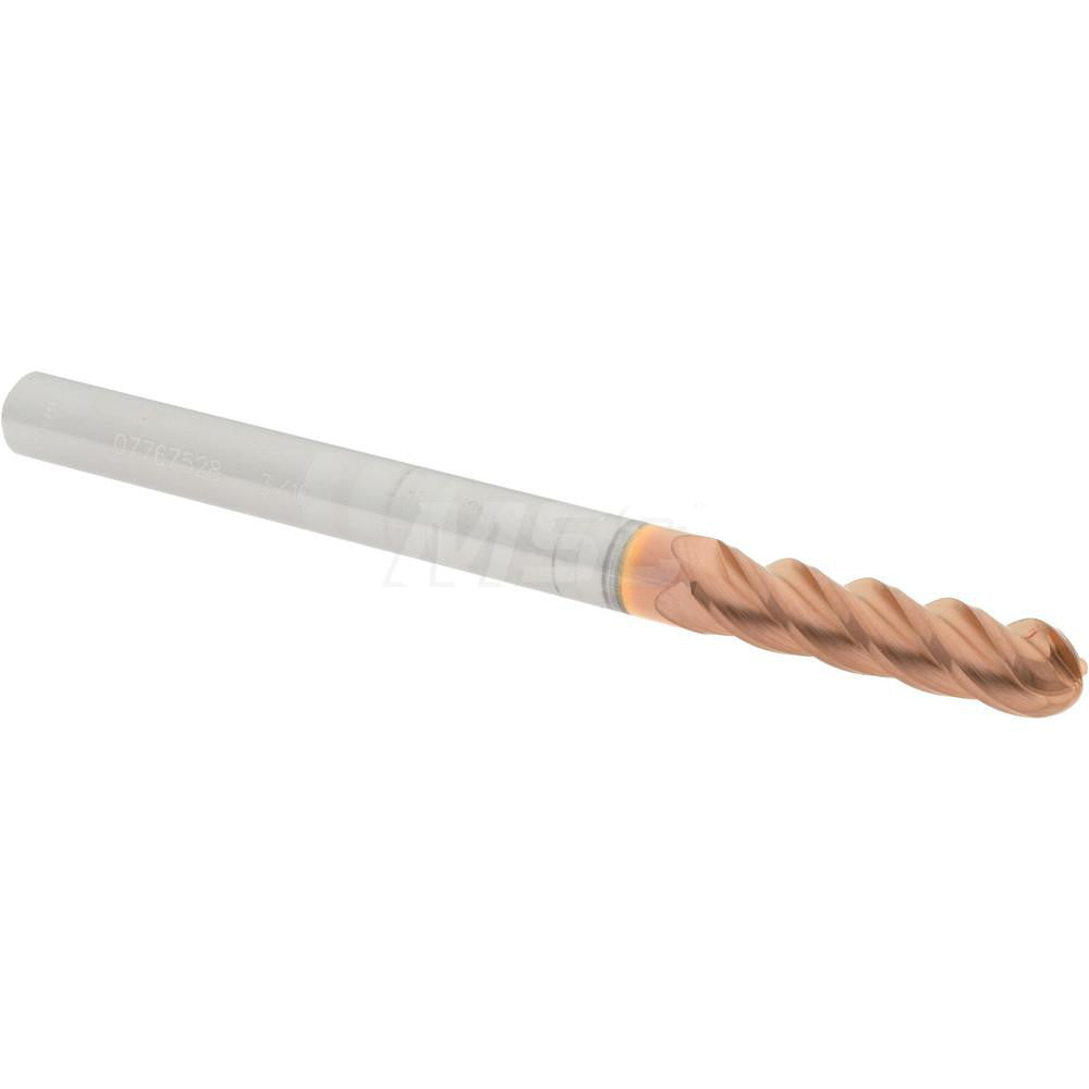 Accupro 07767528 Ball End Mill 0.1875" Dia, 0.75" LOC, 4 Flute, Solid Carbide