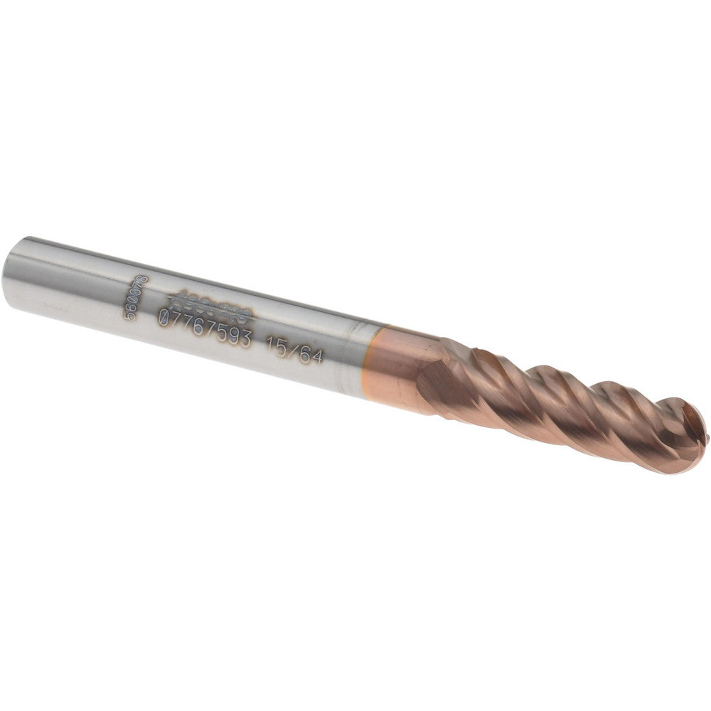 Accupro 07767593 Ball End Mill 15/64" Dia, 3/4" LOC, 4 Flute, Solid Carbide