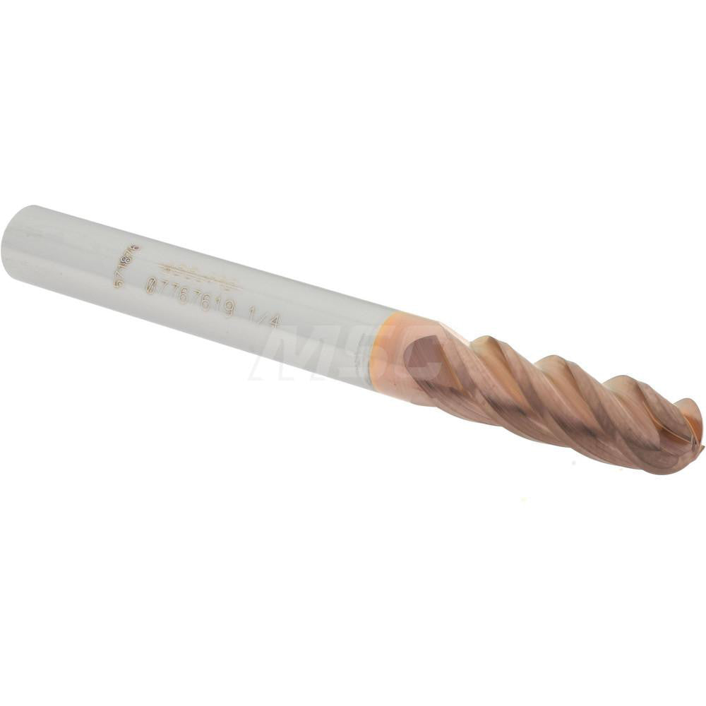 Accupro 07767619 Ball End Mill 0.25" Dia, 0.75" LOC, 4 Flute, Solid Carbide