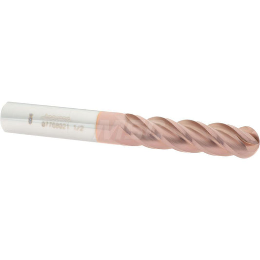 Accupro 07768021 Ball End Mill 0.5" Dia, 2" LOC, 4 Flute, Solid Carbide