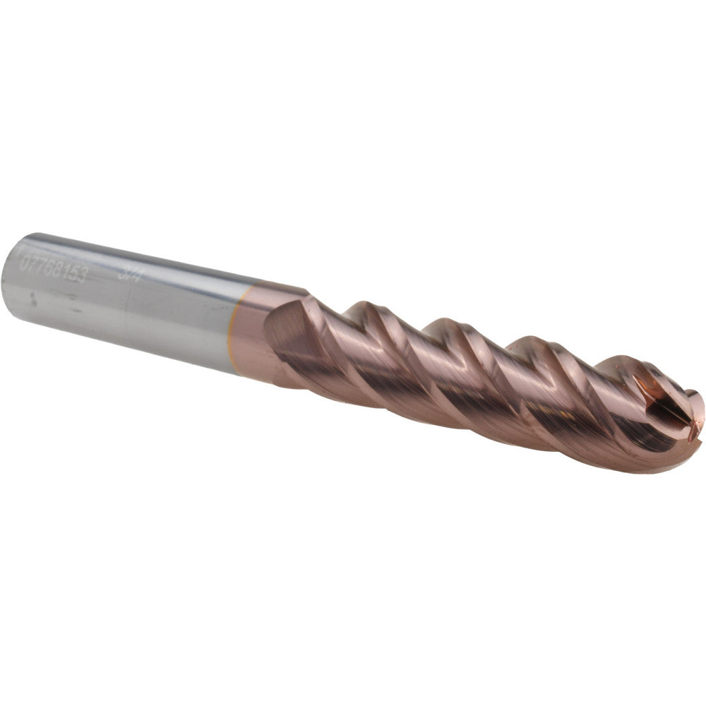 Accupro 07768153 Ball End Mill 0.75" Dia, 3" LOC, 4 Flute, Solid Carbide