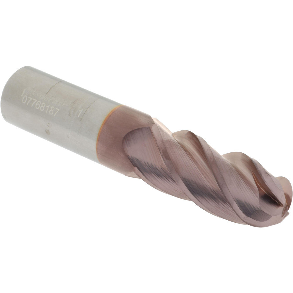 Accupro 07768187 Ball End Mill 1" Dia, 2.25" LOC, 4 Flute, Solid Carbide