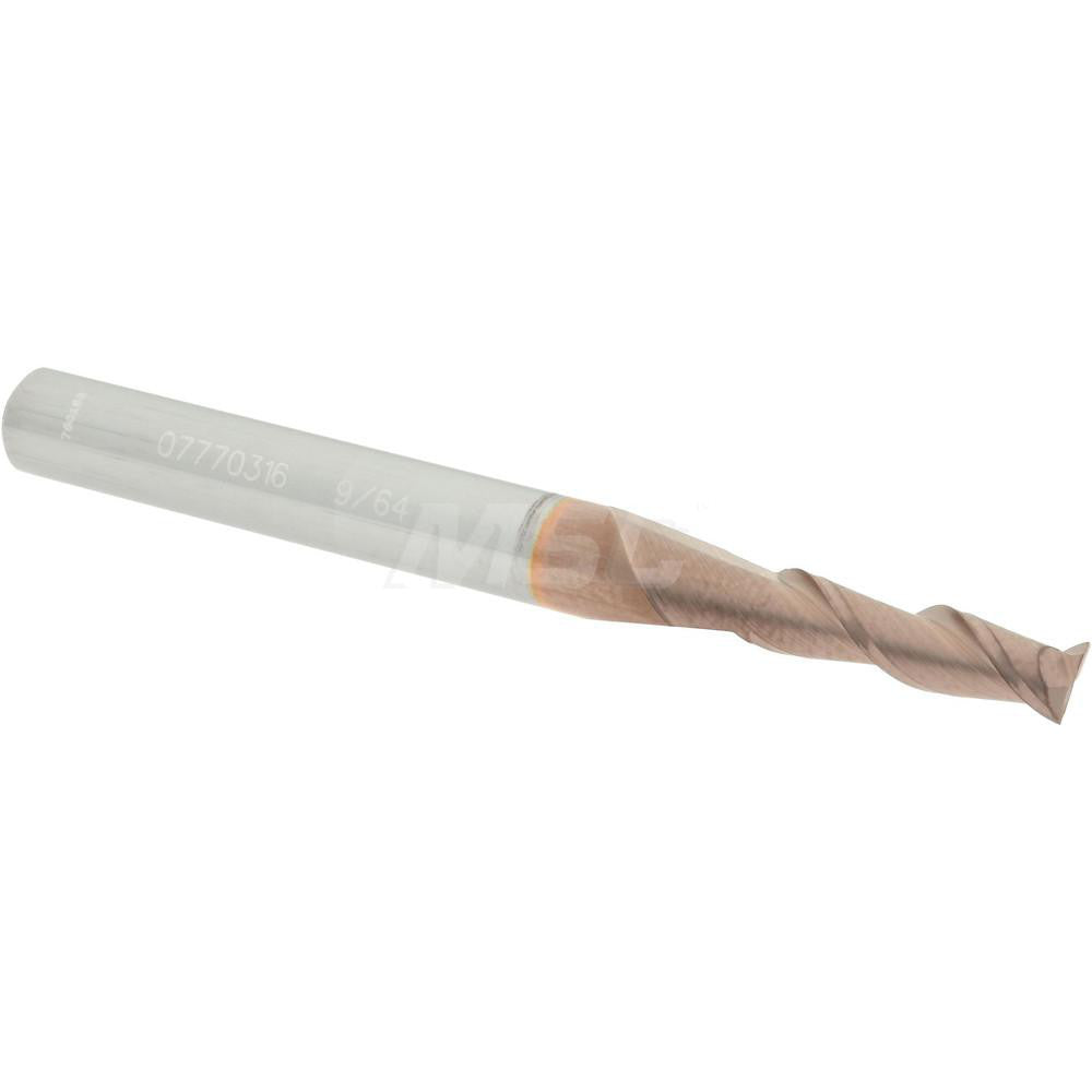 Accupro 07770316 Square End Mill 9/64'' Dia, 1/2'' LOC, 3/16'' Shank Dia, 2'' OAL, 2 Flutes, Solid Carbide