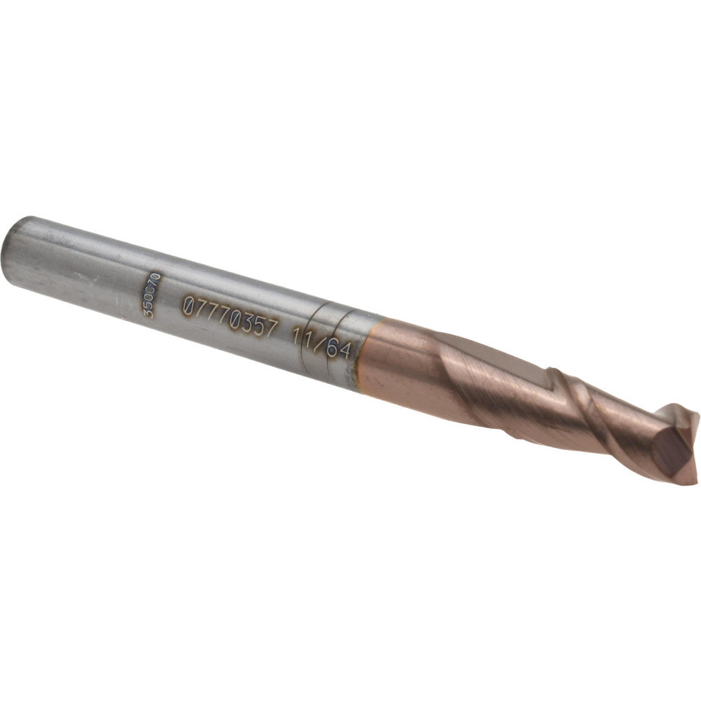 Accupro 07770357 Square End Mill 11/64'' Dia, 3/8'' LOC, 3/16'' Shank Dia, 2'' OAL, 2 Flutes, Solid Carbide