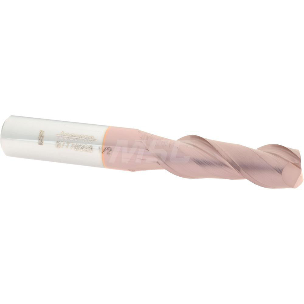 Accupro 07770969 Square End Mill 1/2'' Dia, 1-1/2'' LOC, 1/2'' Shank Dia, 3-1/2'' OAL, 2 Flutes, Solid Carbide