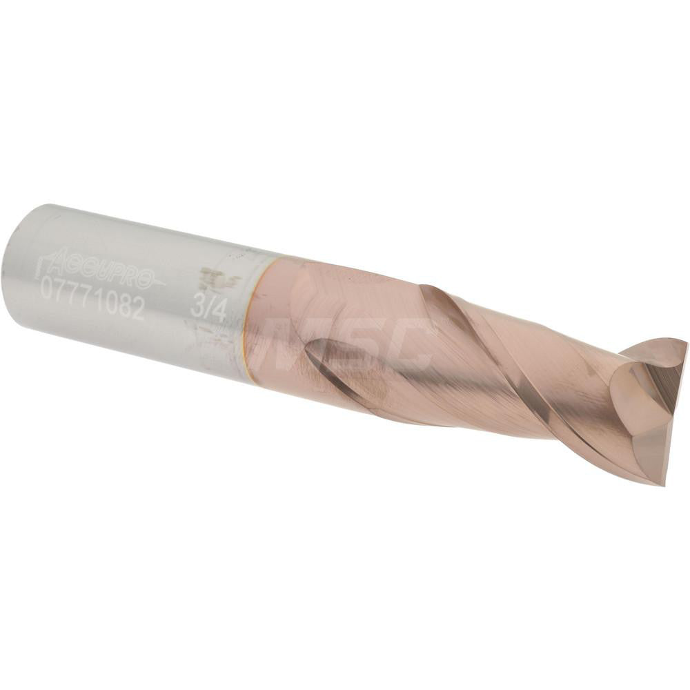 Accupro 07771082 Square End Mill 3/4'' Dia, 1-1/2'' LOC, 3/4'' Shank Dia, 4'' OAL, 2 Flutes, Solid Carbide