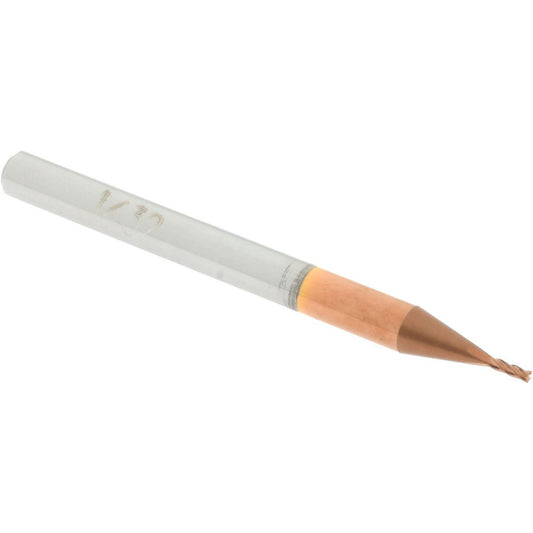 Accupro 07771157 Square End Mill 1/32'' Dia, 3/32'' LOC, 1/8'' Shank Dia, 1-1/2'' OAL, 4 Flutes, Solid Carbide