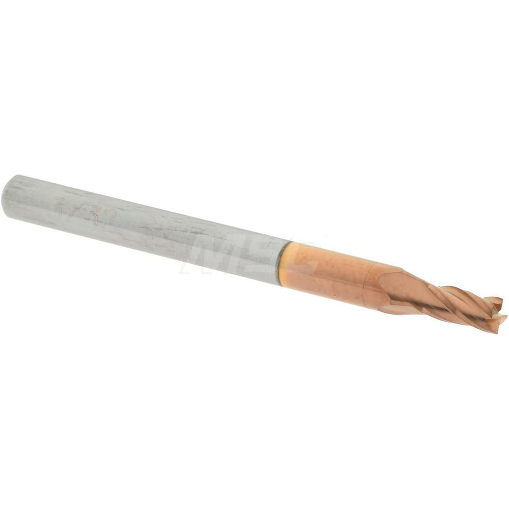 Accupro 07771207 Square End Mill 3/32'' Dia, 3/16'' LOC, 1/8'' Shank Dia, 1-1/2'' OAL, 4 Flutes, Solid Carbide
