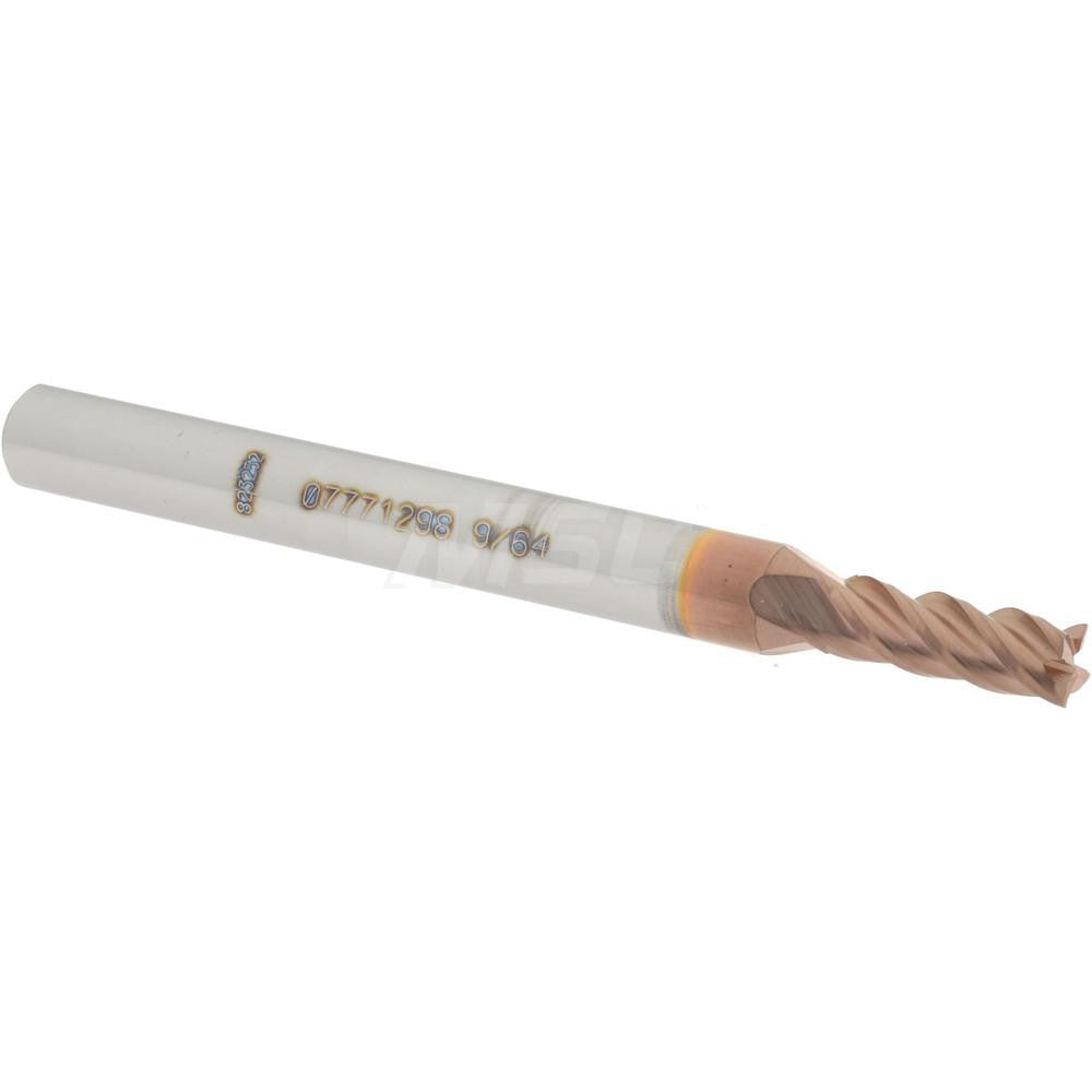 Accupro 07771298 Square End Mill 9/64'' Dia, 3/8'' LOC, 3/16'' Shank Dia, 2'' OAL, 4 Flutes, Solid Carbide