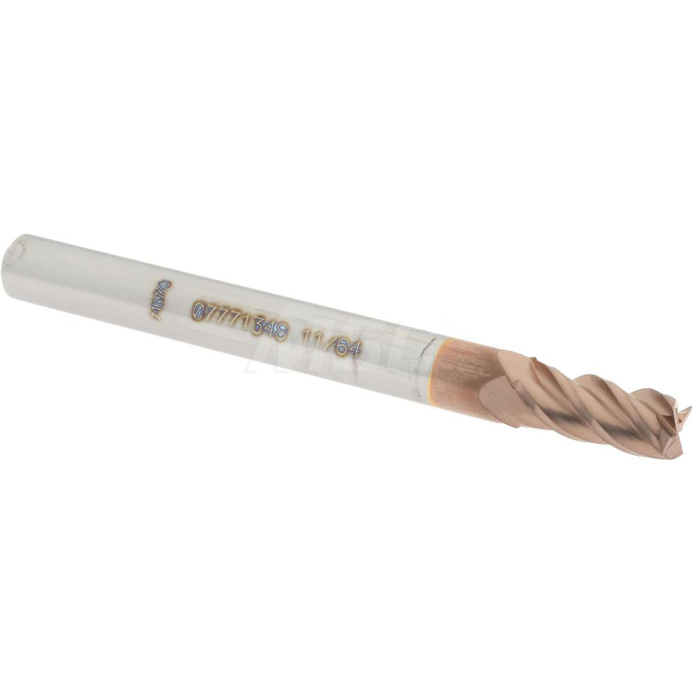 Accupro 07771348 Square End Mill 11/64'' Dia, 3/8'' LOC, 3/16'' Shank Dia, 2'' OAL, 4 Flutes, Solid Carbide