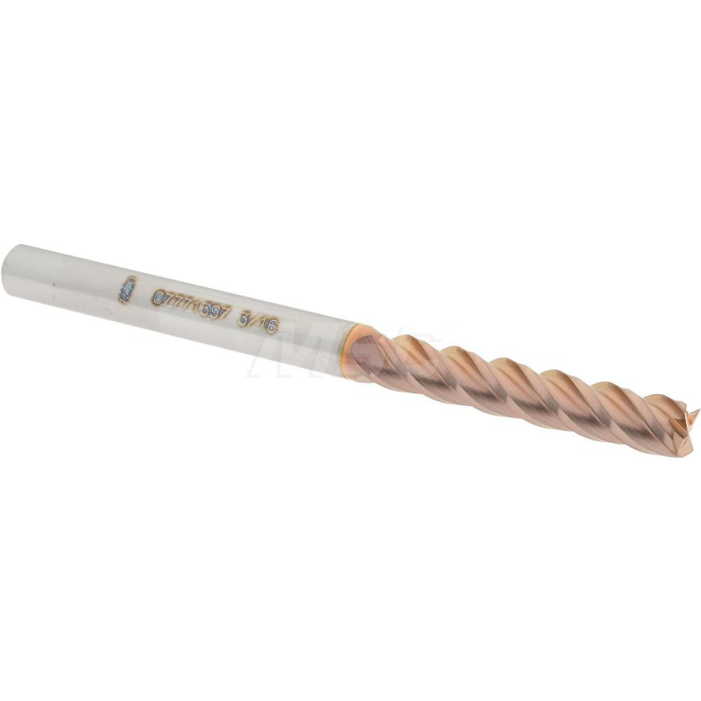 Accupro 07771397 Square End Mill 3/16'' Dia, 1'' LOC, 3/16'' Shank Dia, 2-1/2'' OAL, 4 Flutes, Solid Carbide