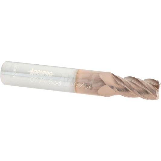 Accupro 07771538 Square End Mill 17/64'' Dia, 1/2'' LOC, 5/16'' Shank Dia, 2'' OAL, 4 Flutes, Solid Carbide