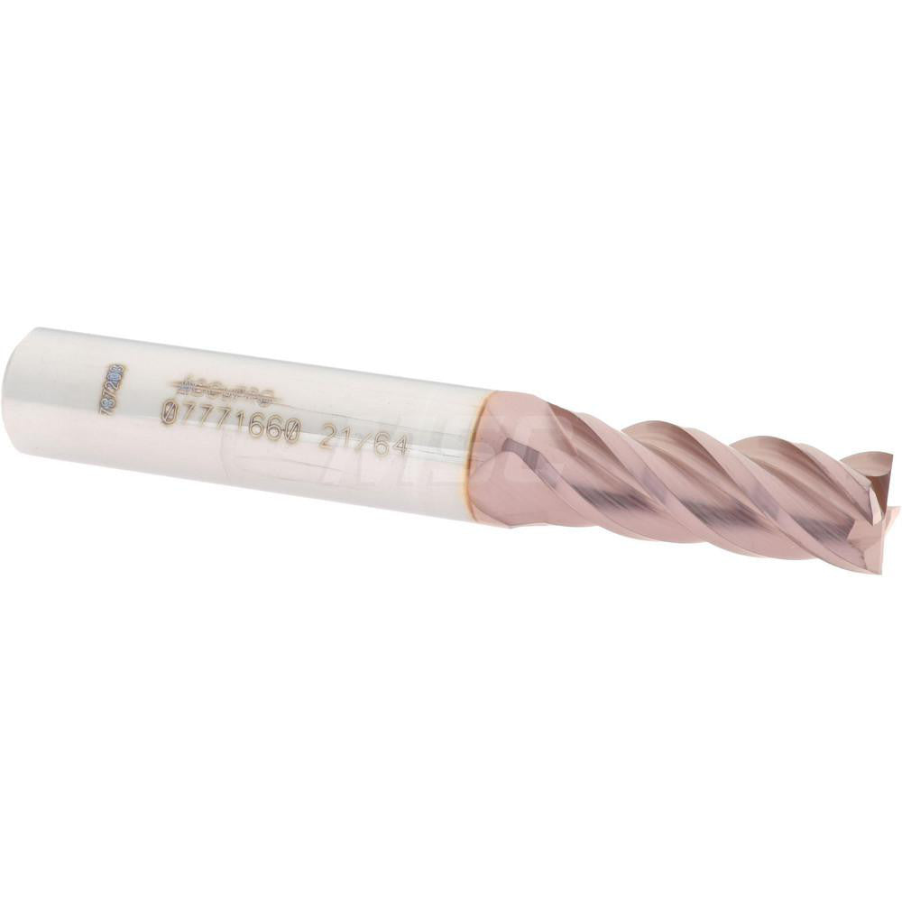 Accupro 07771660 Square End Mill 21/64'' Dia, 7/8'' LOC, 3/8'' Shank Dia, 2-1/2'' OAL, 4 Flutes, Solid Carbide
