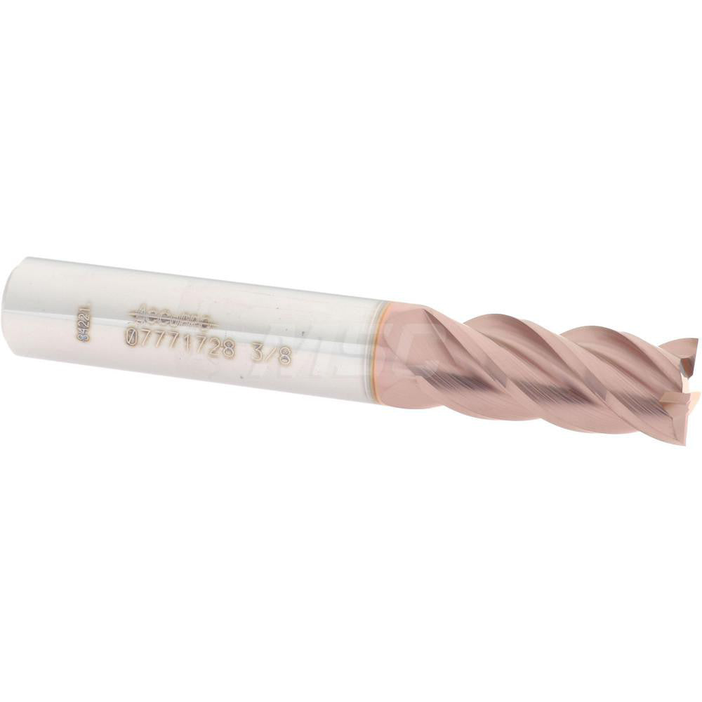 Accupro 07771728 Square End Mill 3/8'' Dia, 7/8'' LOC, 3/8'' Shank Dia, 2-1/2'' OAL, 4 Flutes, Solid Carbide