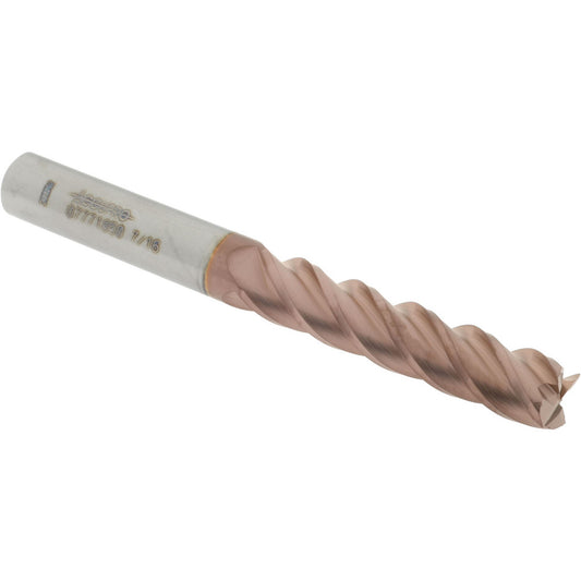 Accupro 07771850 Square End Mill 7/16'' Dia, 2'' LOC, 7/16'' Shank Dia, 4'' OAL, 4 Flutes, Solid Carbide