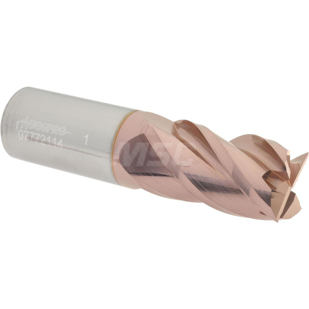 Accupro 07772114 Square End Mill 1'' Dia, 1-3/4'' LOC, 1'' Shank Dia, 4'' OAL, 4 Flutes, Solid Carbide