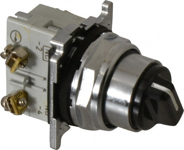 Eaton Cutler-Hammer 10250T20KB Selector Switch with Contact Blocks 2 Positions, Maintained (MA), 0.5 Amp, Black Knob
