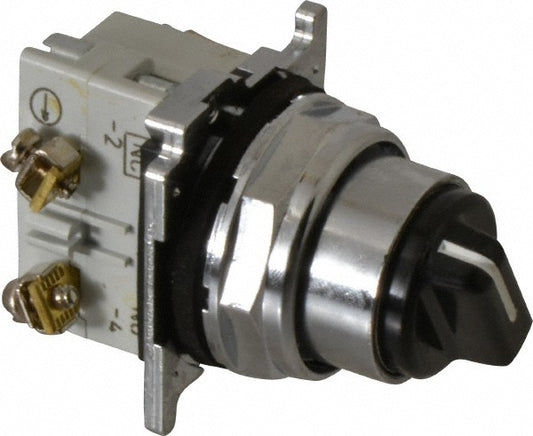 Eaton Cutler-Hammer 10250T20KB Selector Switch with Contact Blocks 2 Positions, Maintained (MA), 0.5 Amp, Black Knob