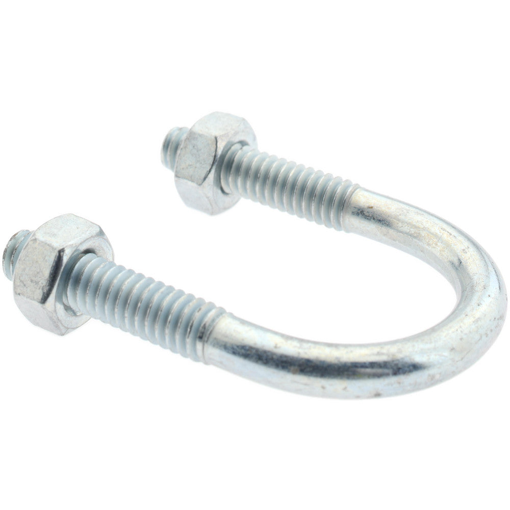 Chicago Hardware & Fixture 50014-2 Round U-Bolt Without Mount Plate, 1/4-20 UNC, 1" Thread Length, for 1/2" Pipe, 1" Inside Width, Steel