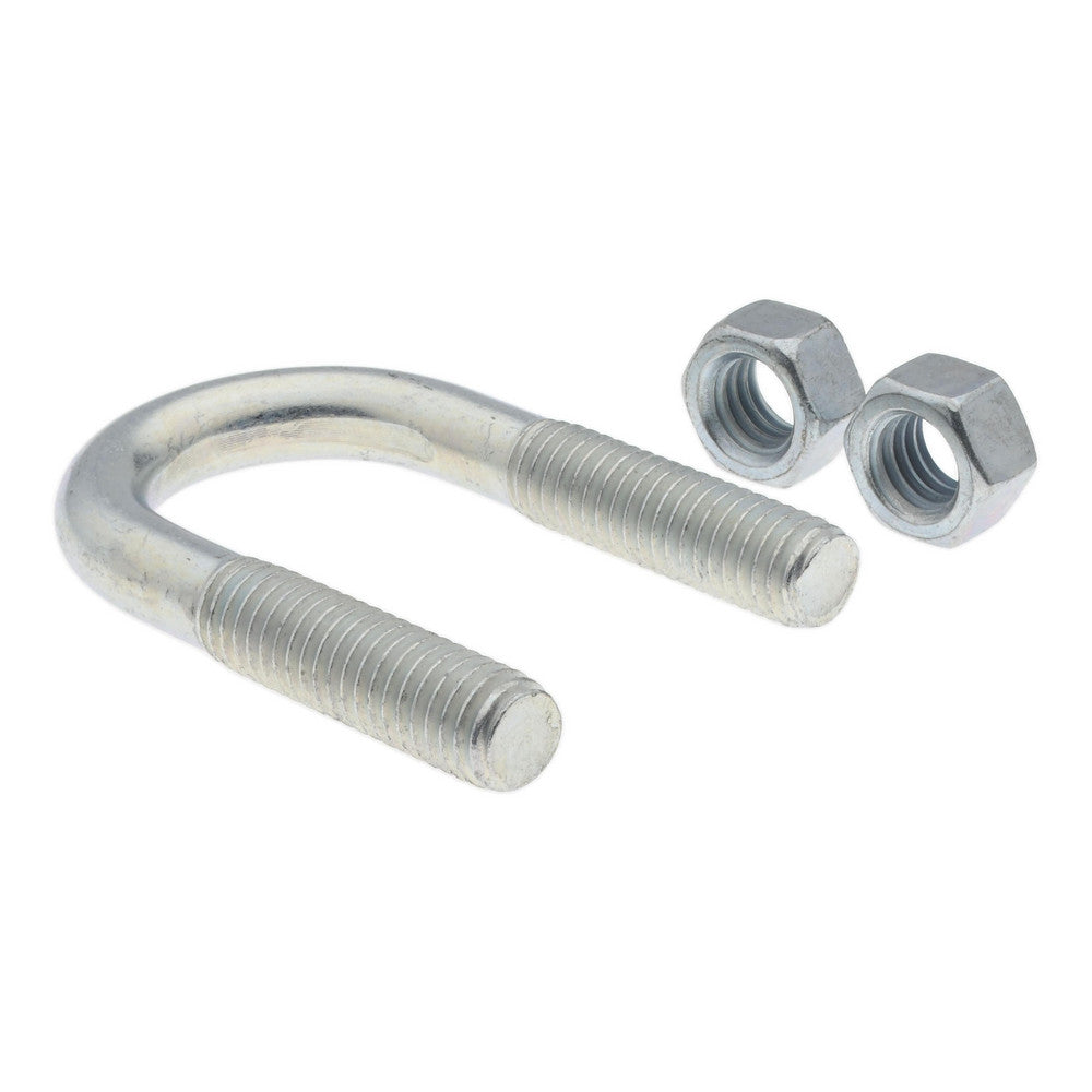 Chicago Hardware & Fixture 50074-6 Round U-Bolt Without Mount Plate, 3/8-16 UNC, 1-1/4" Thread Length, for 1/2" Pipe, 1" Inside Width, Steel