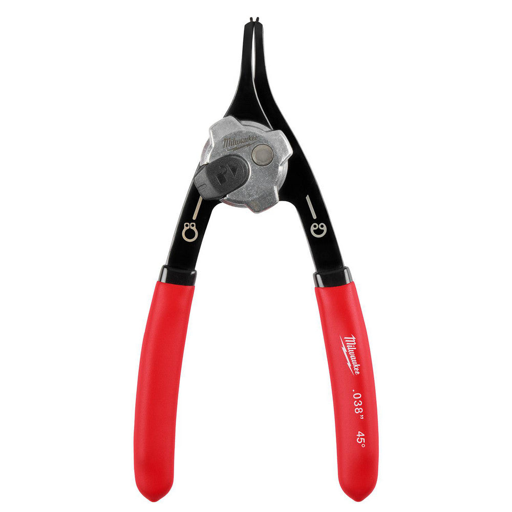 Milwaukee Tool 48-22-6531 Retaining Ring Pliers Tool Type Convertible Pliers  Type Snap Ring Pliers  Tip Angle 45.00  Tip Diameter (Decimal Inch) 0.038  Ring Diameter Range (Inch) 0.39 to 0.98 (External)  Overall Length (Inch) 5.993