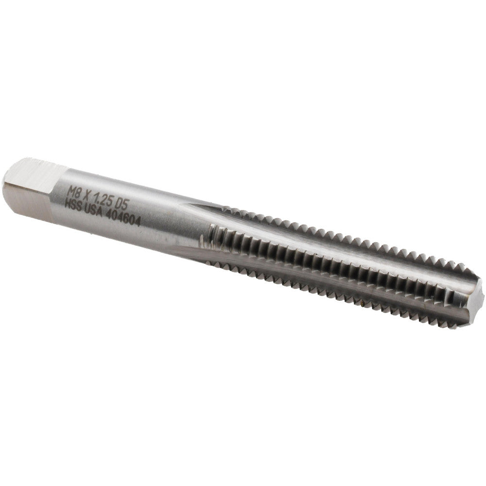 Titan USA TT93045 Straight Flute Tap M8x1.25 Metric Coarse, 4 Flute, Bottoming Chamfer, 6H Class of Fit, High-Speed Steel, Bright/Uncoated Finish
